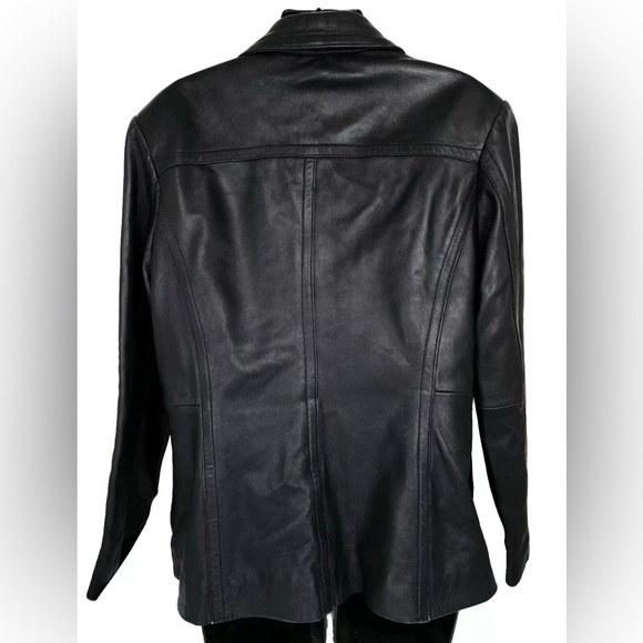 SONOMA Sz L WOMENS JACKET COAT BLAZER LAMBSKIN LEATHER BALCK COLOR - Picture 4 of 6